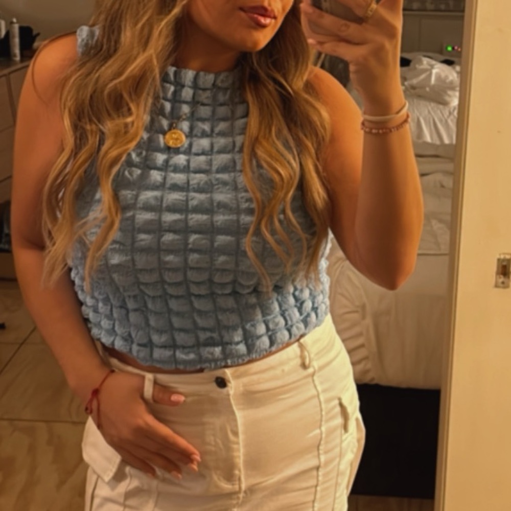 Blue Textured Top